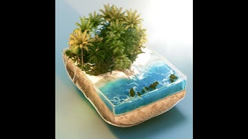 Fresh water simulate 🌊🏝  | Piece of beach land with beautiful blue ocean 3d illustration #fyp #3d