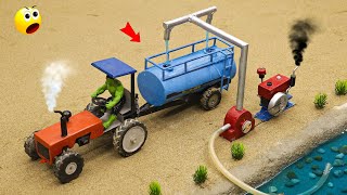diy tractor Filling water by water tanker using double motor pump science project @sanocreator