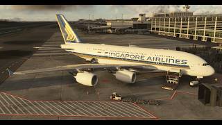 MSFS24 - FBW A380 - Evening MTOW Departure from Singapore Changi RW20C - ATC - SIAV Group - SQ322