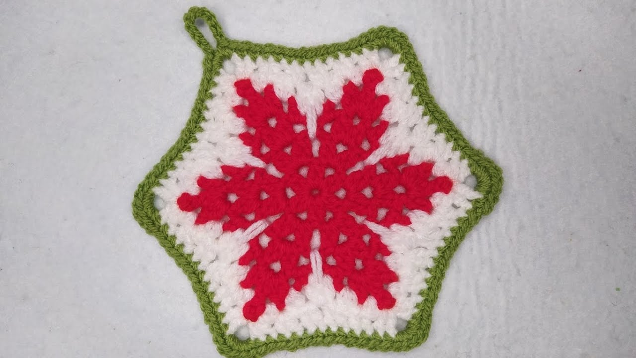 Presina Natalizia Uncinetto Tutorial 💕 Potholder Crochet - Agarradera Crochet - Pega Panela Croche