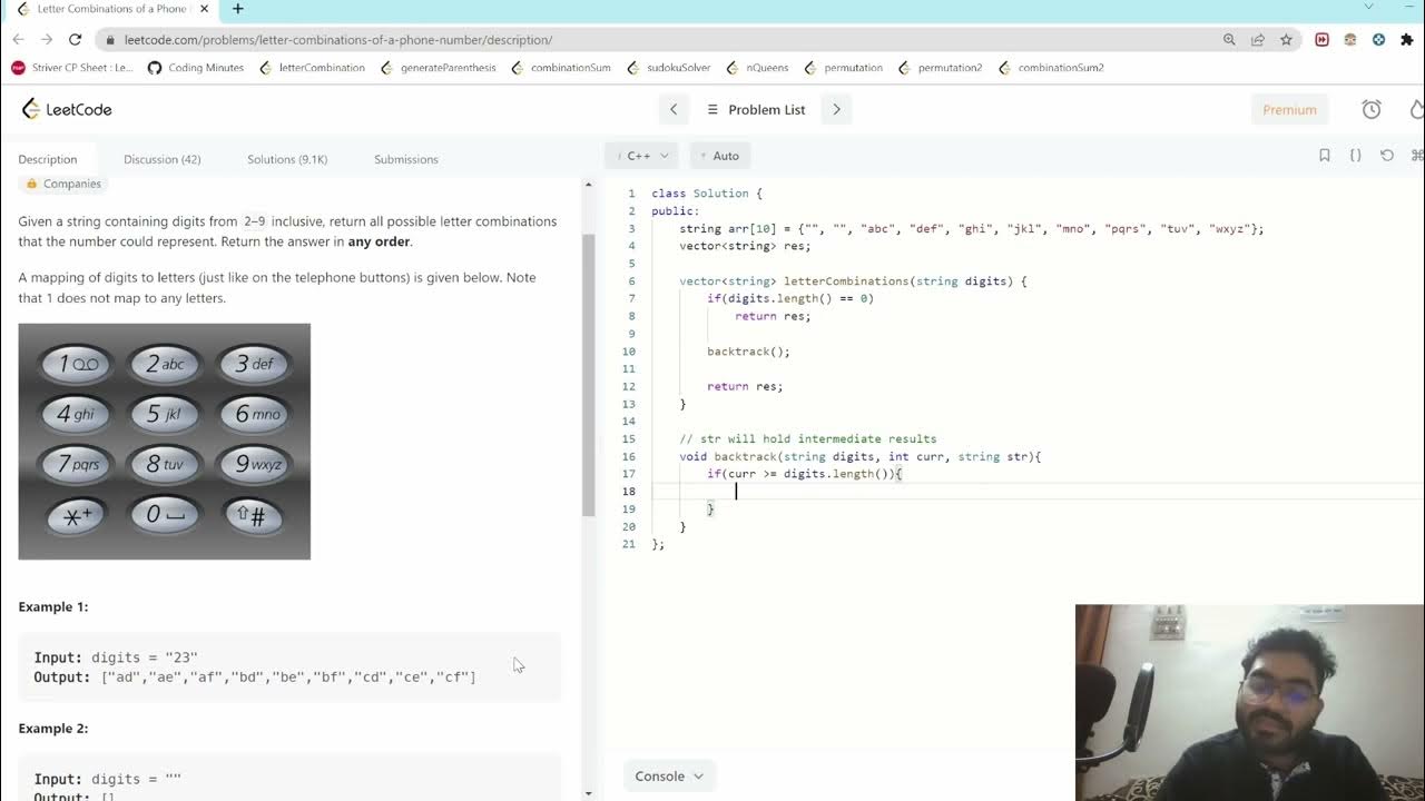 LeetCode17 Letter Combinations of a Phone Number Backtracking C++ YouTube