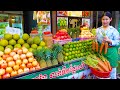 100% Fresh & Healthy! She Starts Her Fruit Juice Business Since Early Morning! Cambodian Street Food