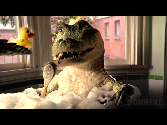 Eine junge Mutter findet ein Krokodil in ihrer Badewanne