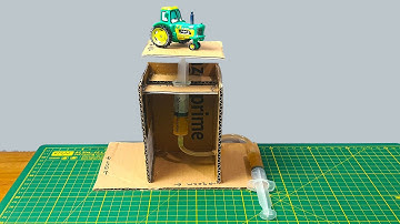 Hydraulic lift school science project - hydraulic lift working model - easy project - project work