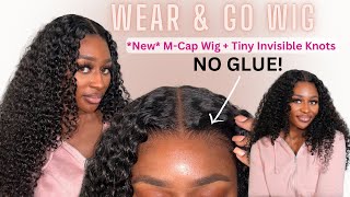 NEW M Cap WEAR \& GO Kinky Curly Wig For Beginners | GLUELESS Pre Bleached \& PrePlucked | ISEE Hair