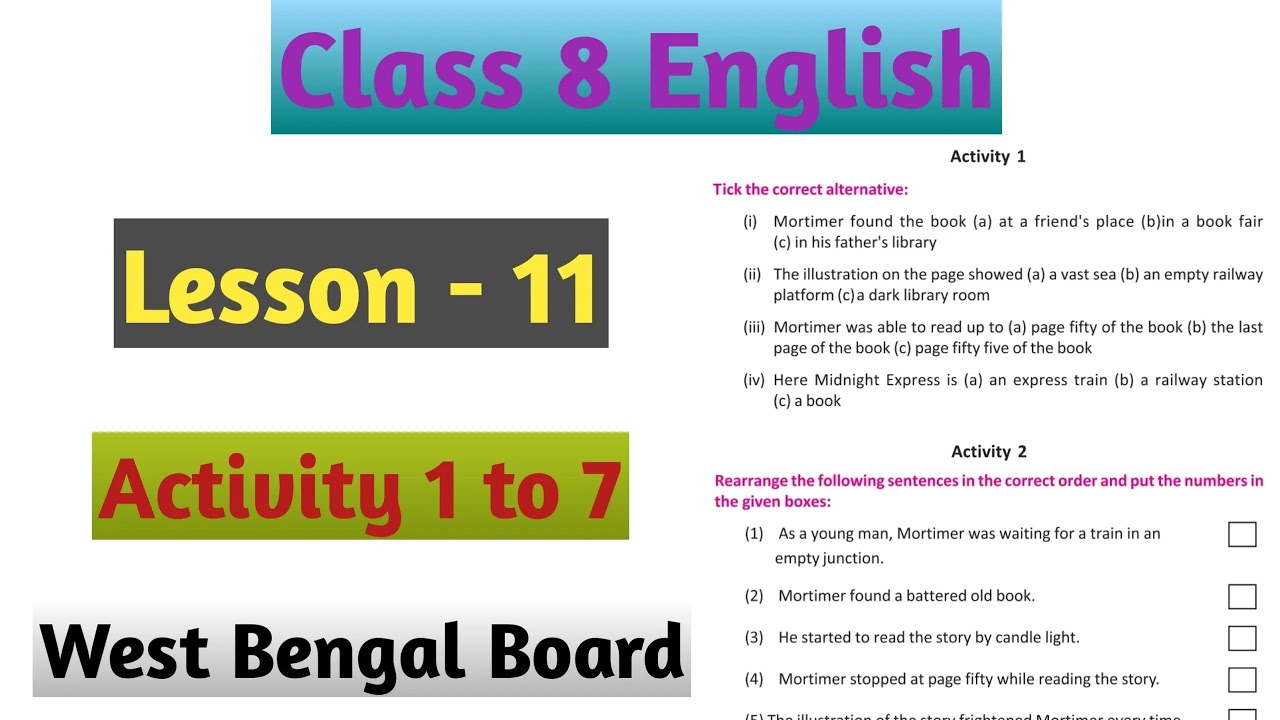 Class 8 english lesson 11 midnight express activity 1 to 7 youtube