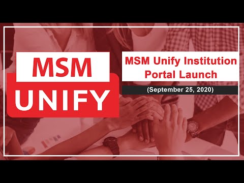 MSM Unify Institution Portal Launch (September 25, 2020)