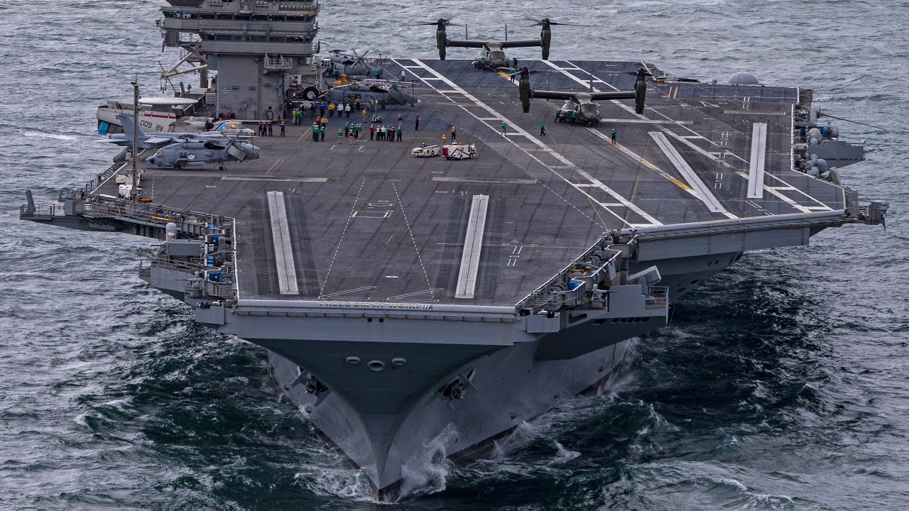Trump and First Lady Melania Visit the U.S. Navy’s Giant Aircraft Carrier USS George H.W. Bush
