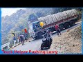 Lorry Videos: Heavy Loaded Truck Cornering Gone Wrong at Hairpin Bend Lorry Hit Road Barrier 🚧