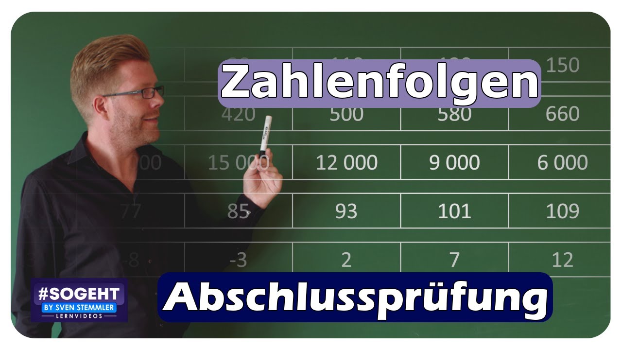Vorschaubild zum Lernvideo "Mathematik Hauptschulabschluss: So erkennst du Zahlenfolgen und füllst Lücken!"