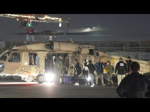 Arrival of hostage relatives by army helicopter to Israel's Sheba hospital | AFP
