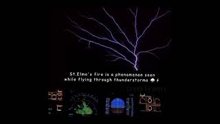 Electricity discharges ⚡ on aircraft windscreen through a storm. St.Elmo's fire🔥