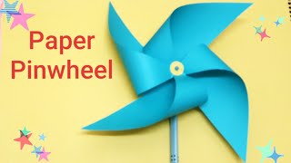 How to make a spinning paper Pinwheel DIY, paper windmill craft,