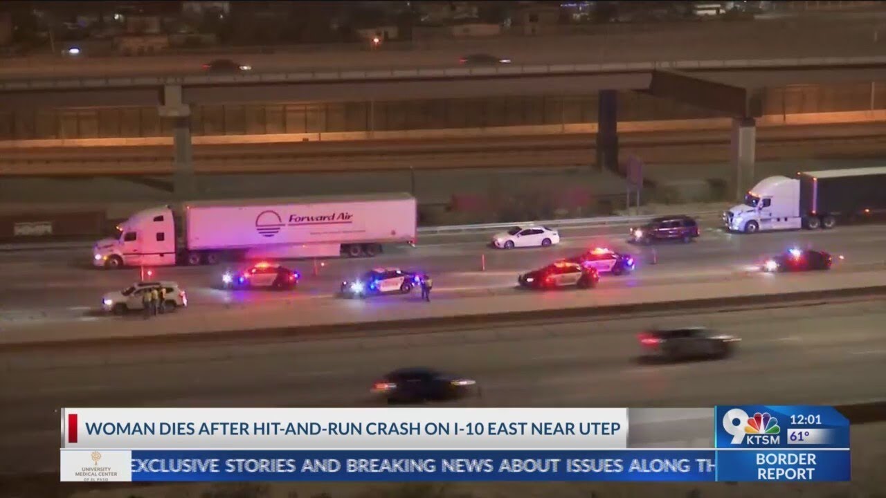 Woman dies after hit-and-run crash on I-10 East near UTEP - YouTube