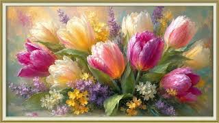 6H Tulip Garden Frame TV Art | 4K Floral Oil Painting Screensaver for Elegant Home Decor 🌷 screenshot 2