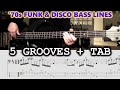 70s funk  disco bass lines  5 grooves with tab