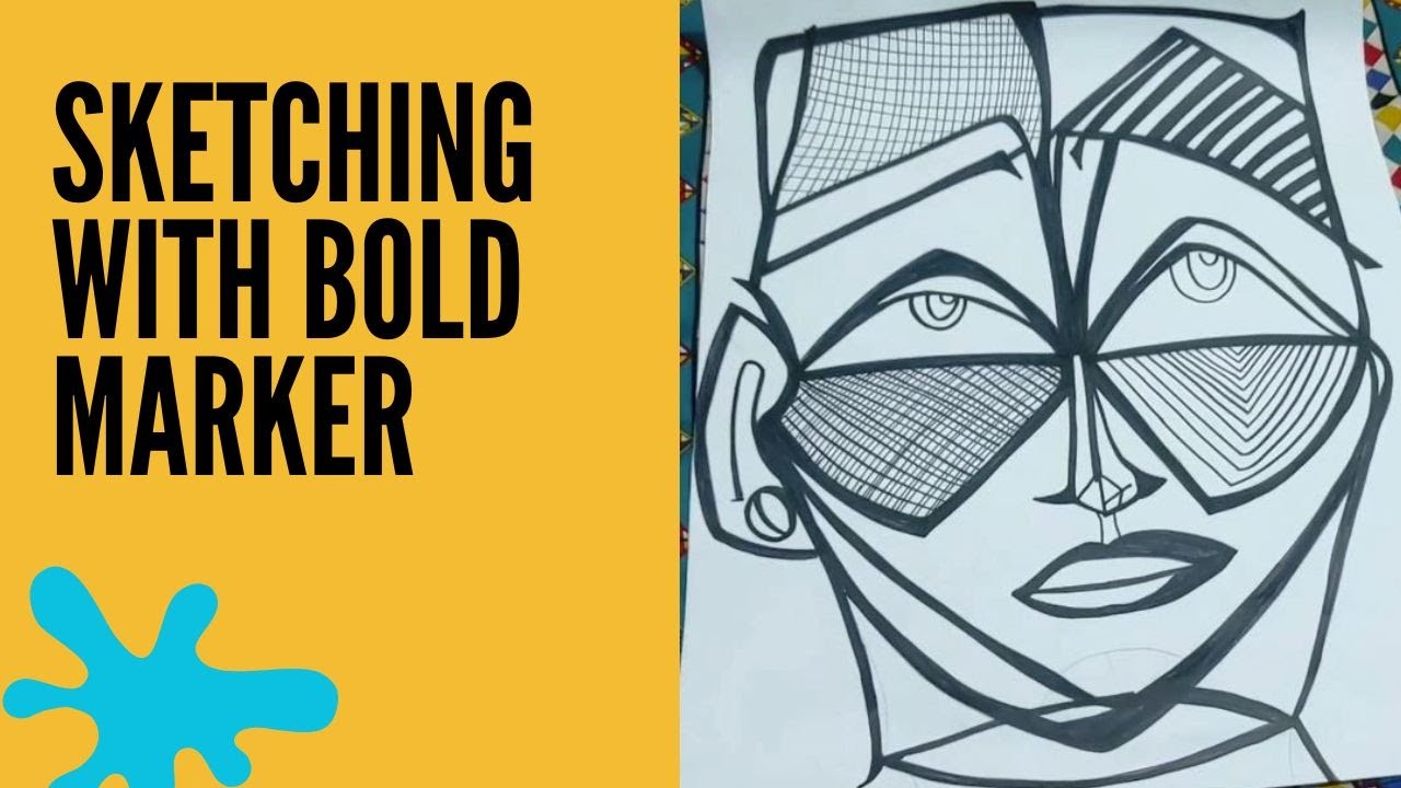 Sketch with Black Bold Marker || Bold lines - YouTube