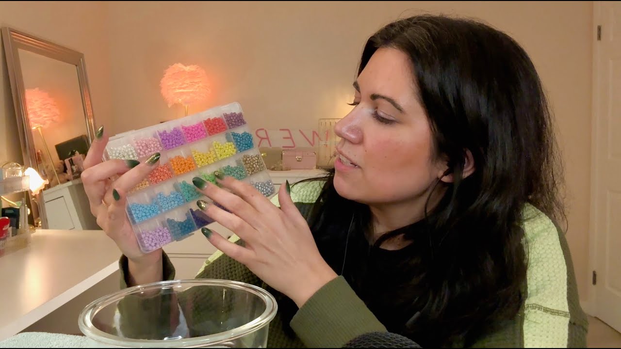 ASMR / Chaotic Bead Mixing & Sorting (Soft Spoken Hangout)
