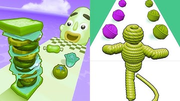 Sandwich Runner vs Rope Man Run gameplay  Colour Run walkthrough , iOS Android Update ( part : 2187)