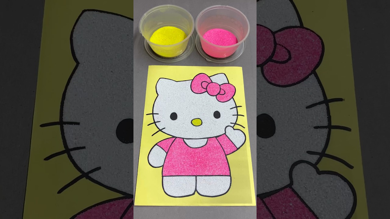 Sand painting Hello kitty #sandasmr #satisfying #relaxing #short #sandart #sandpainting #ytshort