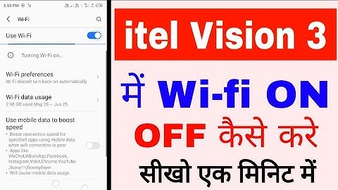 itel vision 3 me wi-fi on off kaise hota hai।how to turn on off wi-fi in itel vision 3
