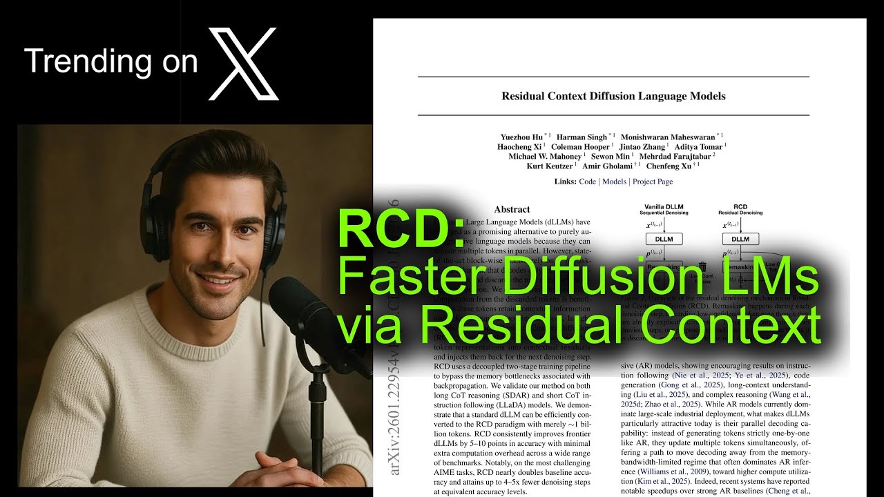 RCD: Faster Diffusion LMs via Residual Context - YouTube