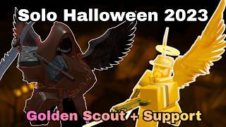 Solo Halloween 2023 With Golden Scout + Support | Roblox Tower Battles screenshot 2