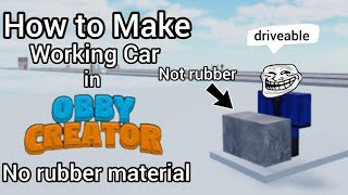 How to Make Working Car in Obby Creator | Roblox Obby Creator