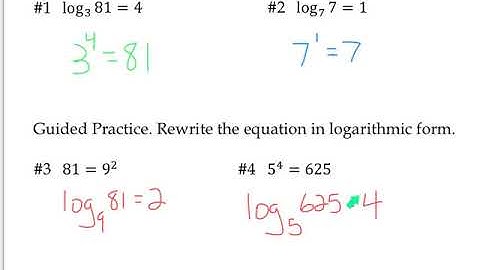 Algebra 2 7.3 day 1 Logarithmic Functions written as exponential