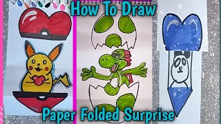 How to make paper folded surprise l easy draw l creative drawing l abc l artist l 5minutecraft l art