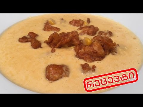 #გურმანია სიმინდის კრემ-წვნიანი ქოქოსის რძით და შემწვარი ყვავილოვანი კომბოსტოთი