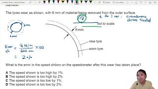 MJ19 P11 Q5 Tyre Error in Speed | May/June 2019 | Cambridge A Level 9702 Physics