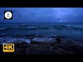 Stormy Ocean 4K | Ocean Waves w/ Rain & Thunder | Beat Insomnia, Block Noise, Deep Sleep