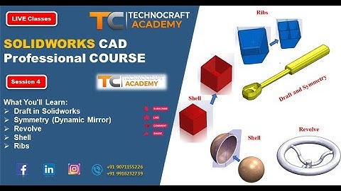 SOLIDWORKS Revolve, Shell, Ribs | SOLIDWORKS Course for beginners to Professional | Session - 4