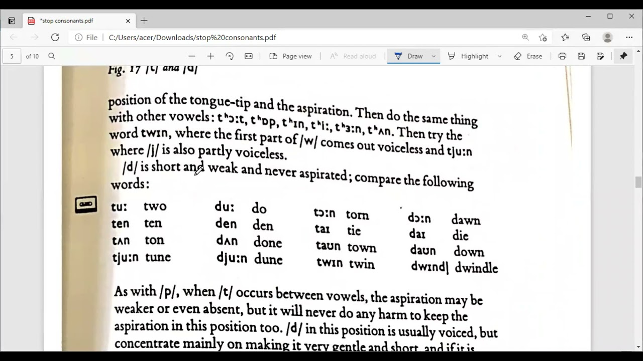 لغات انكليزي مرحلة اولى مادة الصوت محاضرة الفصل الثالثPronunciation 12  Stop consonants /t/ and /d/