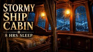 Fall Asleep in an 18th-Century Ship Cabin | Stormy Ocean Ambience | 8 Hours
