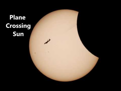 Plane Crossing Sun During Eclipse UK