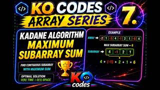7. Kadane Algorithm | Maximum Subarray Sum