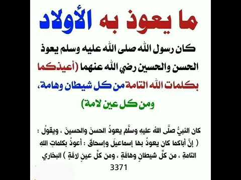 كان رسول الله صلى الله عليه وسلم يعوذ الحسن والحسين رضي الله عنهما أعيذكما بكلمات الله التامات