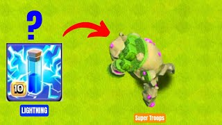 Max Lightning Spell VS All Super Troops||clash of clans games||