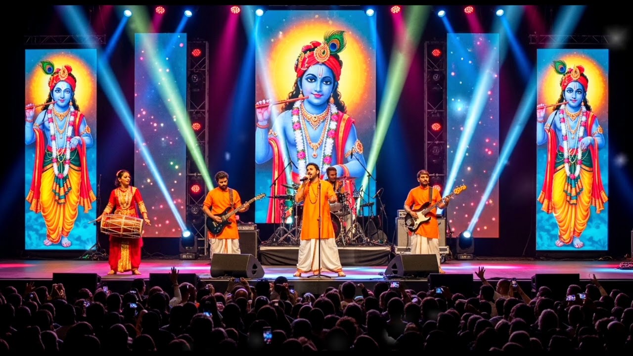 Saudi arabia temple stage concert chanting krishna nam hare krishna! 