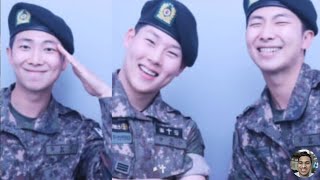 BTS RM with Joohoney in the Military Smiling and Happy