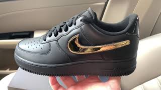 gold black air force ones