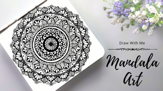 half mandala #inspired  Mandala design pattern, Easy mandala drawing,  Mandala art lesson