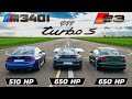 Audi S3 vs 911 Turbo S vs BMW M340i