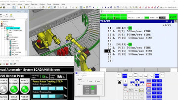 Automation  Control System Series-Two Robot & Workpiece Sync  Move With Conveyor Sample（Line Trackin