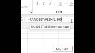 MS Excel Generate Random Numbers
