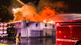 Downey FD Battling 3rd Alarm Commercial Structure Fire
