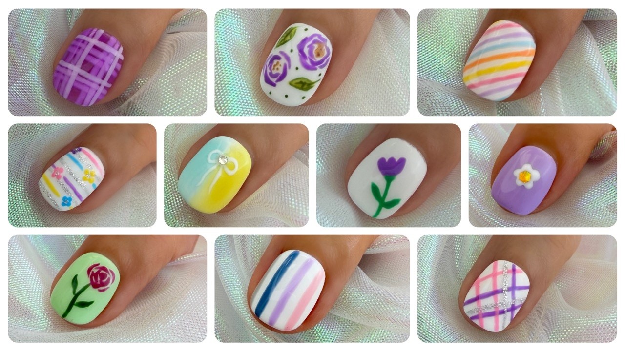 Cute Nail Art Tutorial | Easy Floral Nails, Pastel Designs, Beginner Nail Ideas, DIY Short Nails