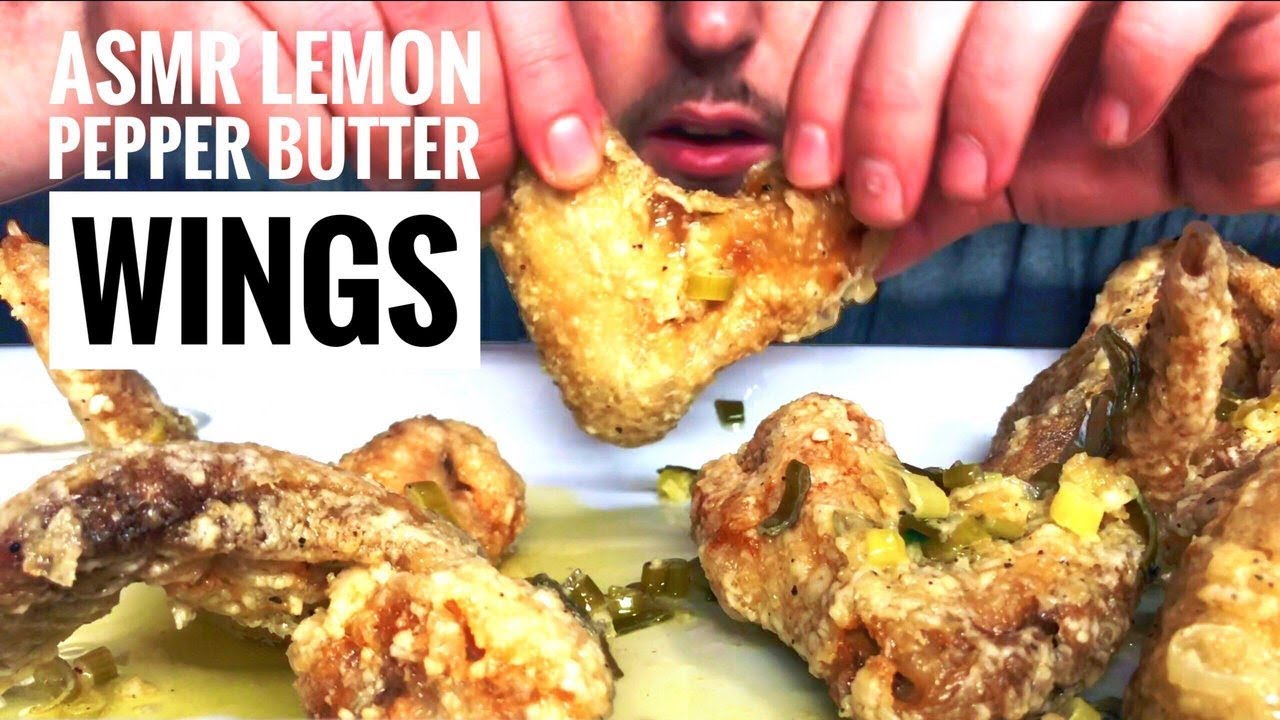 ASMR EATING/MAKING LEMON PEPPER BUTTERY WINGS
